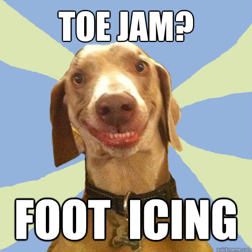 Toe jam? foot  icing  Disgusting Doggy