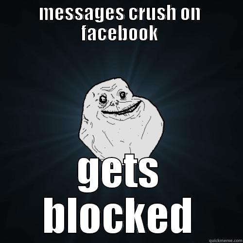 MESSAGES CRUSH ON FACEBOOK GETS BLOCKED Forever Alone