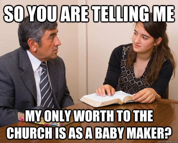 So you are telling me my only worth to the church is as a baby maker?  