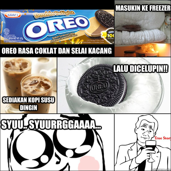 Oreo rasa coklat dan selai kacang masukin ke freezer sediakan kopi susu dingin lalu dicelupin!! syuu.. syuurrggaaaa... - Oreo rasa coklat dan selai kacang masukin ke freezer sediakan kopi susu dingin lalu dicelupin!! syuu.. syuurrggaaaa...  Oreo Holic