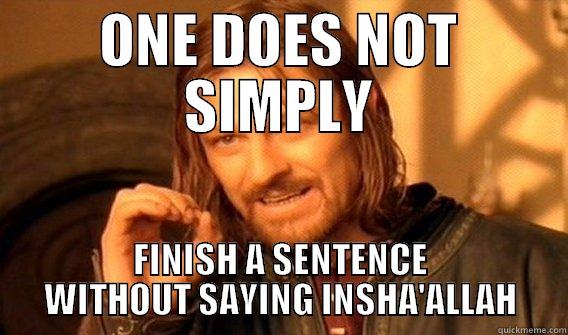 ONE DOES NOT SIMPLY FINISH A SENTENCE WITHOUT SAYING INSHA'ALLAH One Does Not Simply