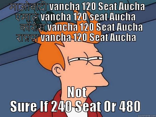      माओबादी VANCHA 120 SEAT AUCHA              एमाले VANCHA 120 SEAT AUCHA                काँग्रेस VANCHA 120 SEAT AUCHA राप्रपा VANCHA 120 SEAT AUCHA  NOT SURE IF 240 SEAT OR 480  Futurama Fry