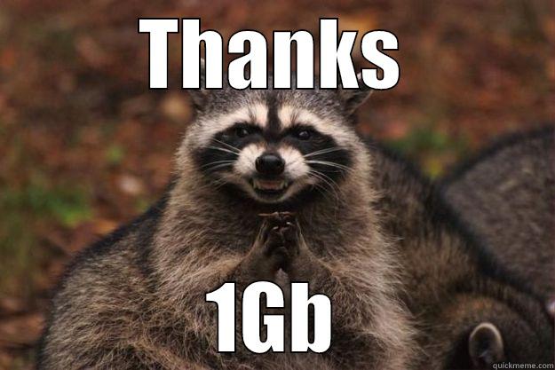 Thankiu 1Gb - THANKS 1GB Evil Plotting Raccoon