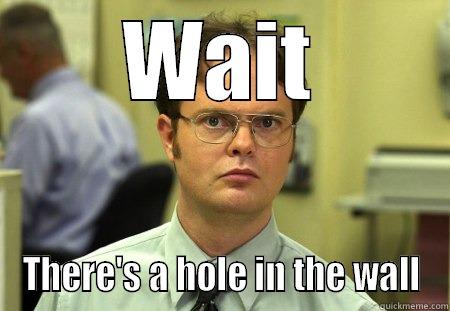 Hole in the wall - WAIT THERE'S A HOLE IN THE WALL Schrute