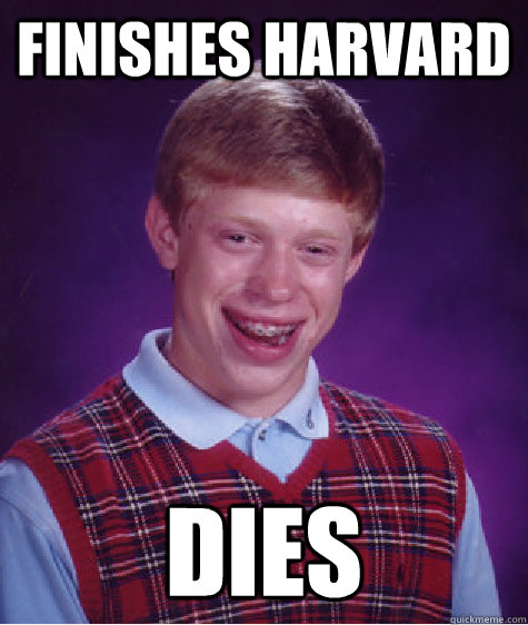 Finishes harvard  dies  Unlucky Brian