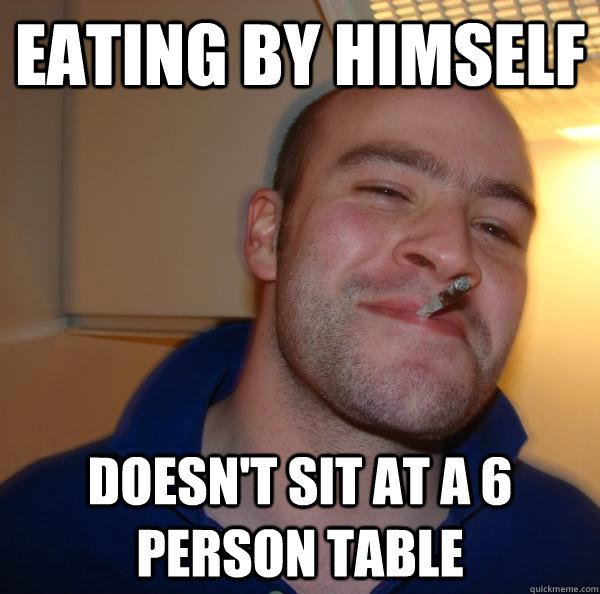 Eating by himself Doesn't sit at a 6 person table - Eating by himself Doesn't sit at a 6 person table  Misc