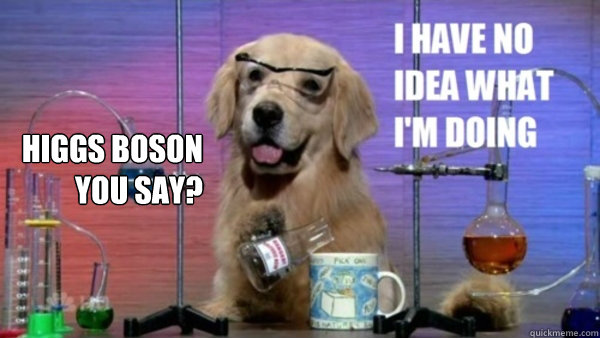 Higgs Boson you say?   science dog