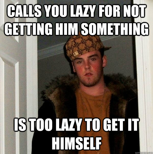 Calls you lazy for not getting him something is too lazy to get it himself - Calls you lazy for not getting him something is too lazy to get it himself  Scumbag Steve