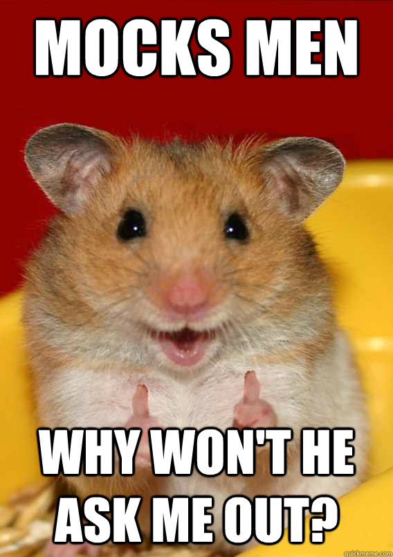 mocks men why won't he ask me out?   Rationalization Hamster