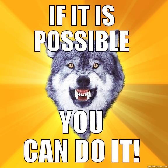 IF IT IS POSSIBLE YOU CAN DO IT! Courage Wolf