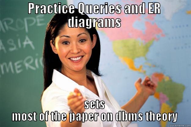 PRACTICE QUERIES AND ER DIAGRAMS SETS MOST OF THE PAPER ON DBMS THEORY Unhelpful High School Teacher