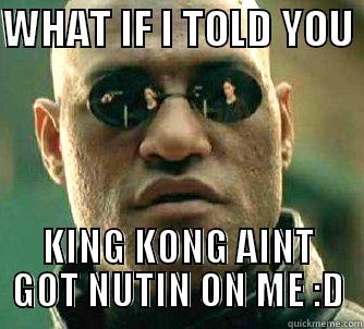 WHAT IF I TOLD YOU  KING KONG AINT GOT NUTIN ON ME :D Matrix Morpheus