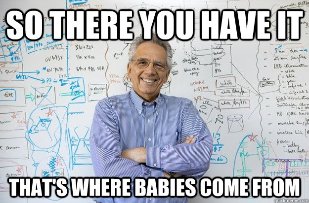 So there you have it That's where babies come from - So there you have it That's where babies come from  Engineering Professor