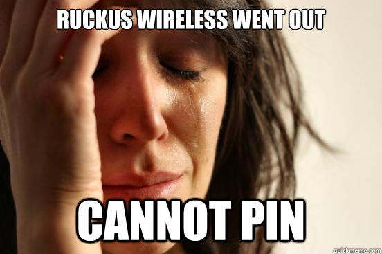 Ruckus wireless went out cannot pin - Ruckus wireless went out cannot pin  First World Problems