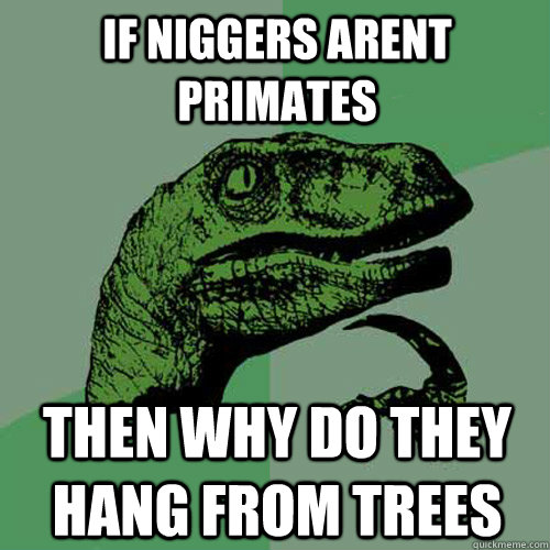 If niggers arent primates then why do they hang from trees  Philosoraptor