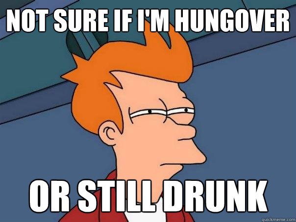 Not sure if I'm hungover Or still drunk  Futurama Fry