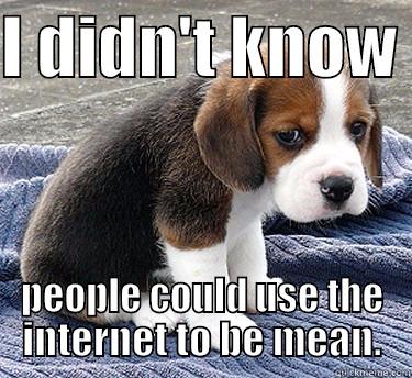 sad puppy - I DIDN'T KNOW  PEOPLE COULD USE THE INTERNET TO BE MEAN. Misc