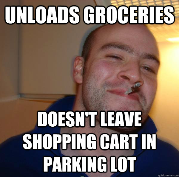 unloads groceries doesn't leave shopping cart in parking lot - unloads groceries doesn't leave shopping cart in parking lot  Misc