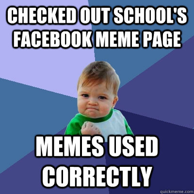 checked out school's facebook meme page memes used correctly  Success Kid