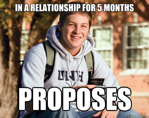 in a relationship for 5 months proposes  College Freshman