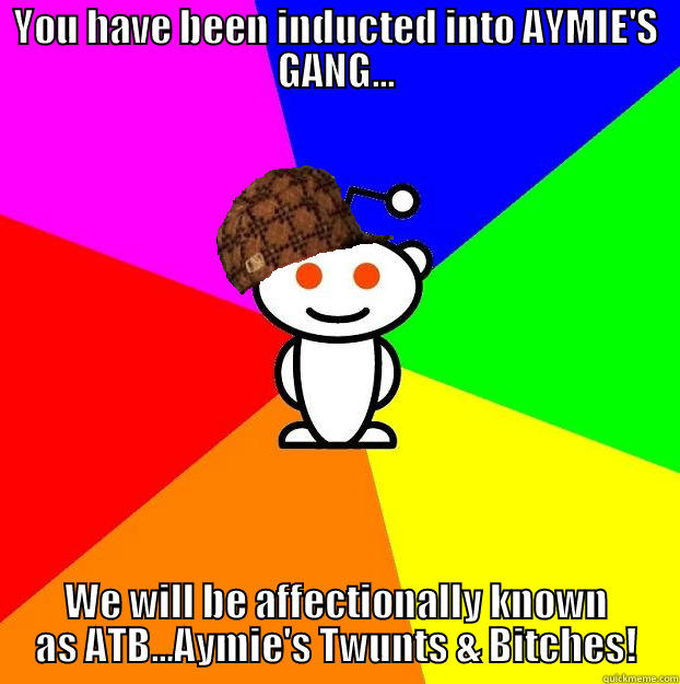 YOU HAVE BEEN INDUCTED INTO AYMIE'S GANG... WE WILL BE AFFECTIONALLY KNOWN AS ATB...AYMIE'S TWUNTS & BITCHES! Scumbag Redditor