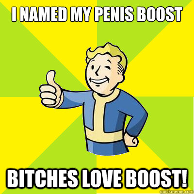 i named my penis boost Bitches love boost!  Fallout new vegas