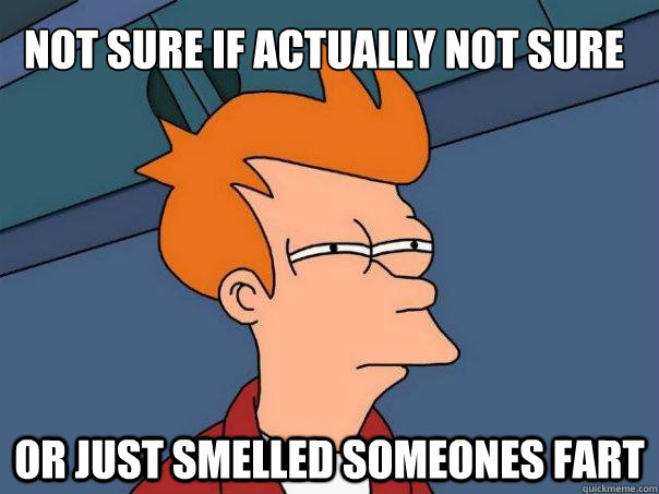 Not sure if actually not sure or just smelled someones fart  Futurama Fry