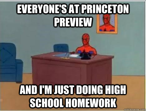 everyone's at princeton preview and i'm just doing high school homework  Spiderman Desk