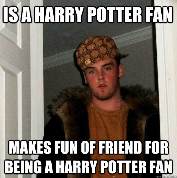 Is a Harry Potter fan makes fun of friend for being a harry potter fan - Is a Harry Potter fan makes fun of friend for being a harry potter fan  Scumbag Steve