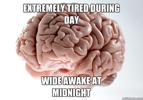 Extremely tired during
day Wide awake at
midnight  Scumbag Brain