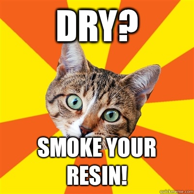 Dry? Smoke your resin!  Bad Advice Cat