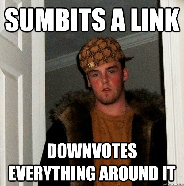 Sumbits a link downvotes everything around it  Scumbag Steve