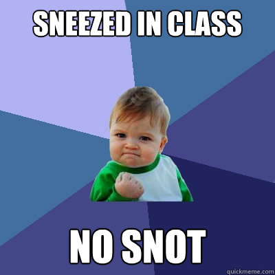 Sneezed in class No Snot - Sneezed in class No Snot  Success Kid