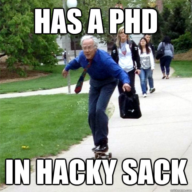 has a phd in Hacky Sack - has a phd in Hacky Sack  Skating Prof