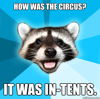 how was the circus? it was in-tents. - how was the circus? it was in-tents.  Lame Pun Coon