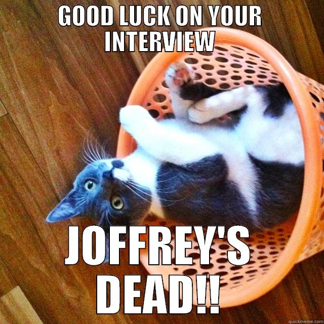 GOOD LUCK ON YOUR INTERVIEW JOFFREY'S DEAD!! Misc