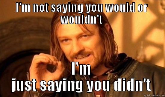 Would or Wouldn't - I'M NOT SAYING YOU WOULD OR WOULDN'T I'M JUST SAYING YOU DIDN'T Boromir