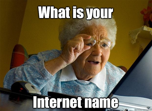 What is your  Internet name     Grandma finds the Internet