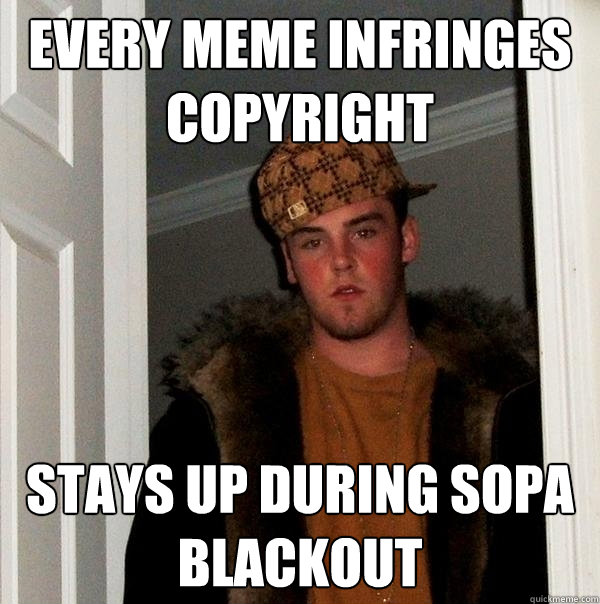 Every meme infringes copyright Stays up during SOPA blackout - Every meme infringes copyright Stays up during SOPA blackout  Scumbag Steve