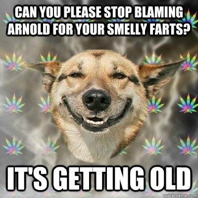 can you please stop blaming arnold for your smelly farts? It's getting old  Stoner Dog