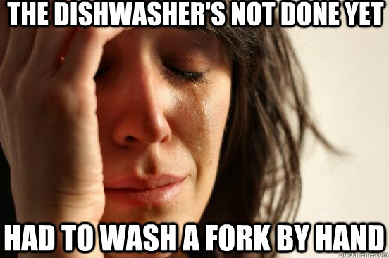 the dishwasher's not done yet had to wash a fork by hand  First World Problems