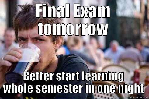 FINAL EXAM TOMORROW BETTER START LEARNING WHOLE SEMESTER IN ONE NIGHT Lazy College Senior