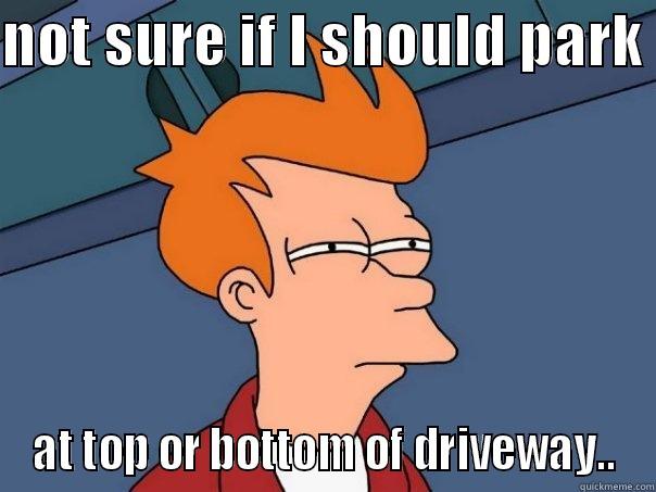 NOT SURE IF I SHOULD PARK  AT TOP OR BOTTOM OF DRIVEWAY.. Futurama Fry