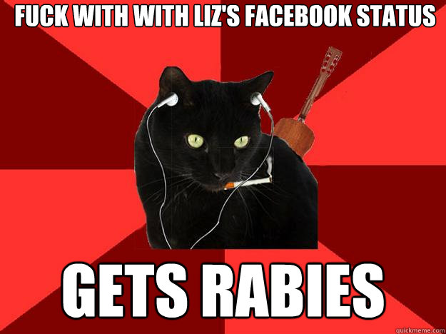 fuck with with liz's facebook status gets rabies  Berklee Cat