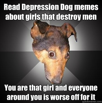 Read Depression Dog memes about girls that destroy men You are that girl and everyone around you is worse off for it  Depression Dog