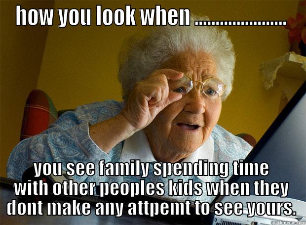 HOW YOU LOOK WHEN ...................... YOU SEE FAMILY SPENDING TIME WITH OTHER PEOPLES KIDS WHEN THEY DONT MAKE ANY ATTPEMT TO SEE YOURS. Grandma finds the Internet