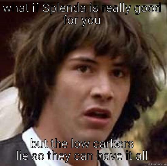 WHAT IF SPLENDA IS REALLY GOOD FOR YOU BUT THE LOW CARBERS LIE SO THEY CAN HAVE IT ALL conspiracy keanu