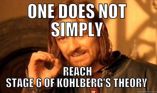 ONE DOES NOT SIMPLY REACH STAGE 6 OF KOHLBERG'S THEORY  Boromir