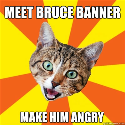 Meet Bruce Banner Make him angry  Bad Advice Cat