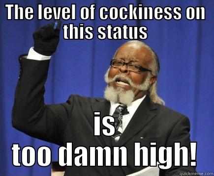 THE LEVEL OF COCKINESS ON THIS STATUS IS TOO DAMN HIGH! Too Damn High